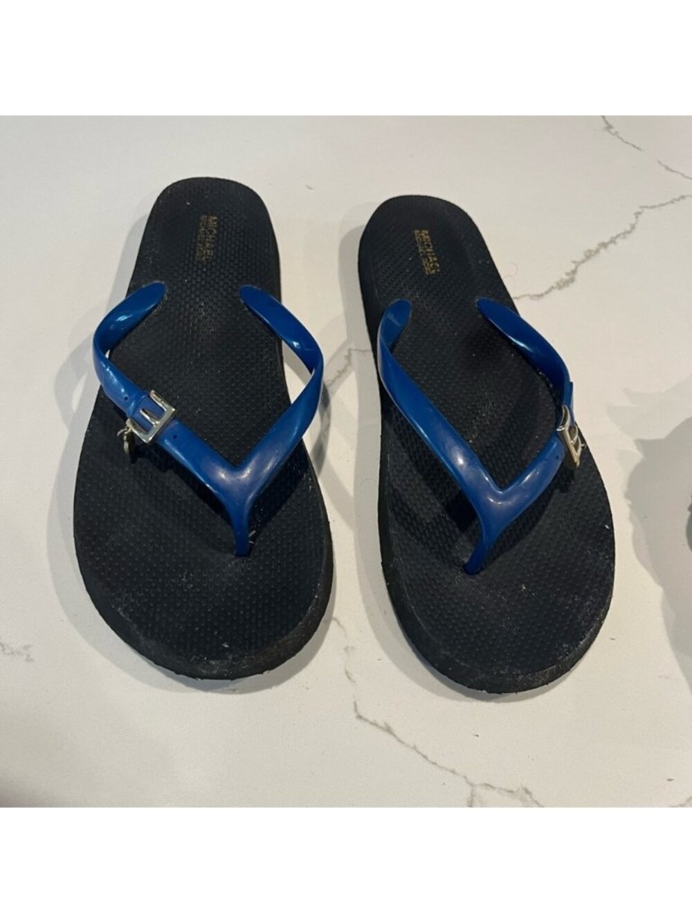 Michael Kors Black and Blue Flip Flops women’s 8